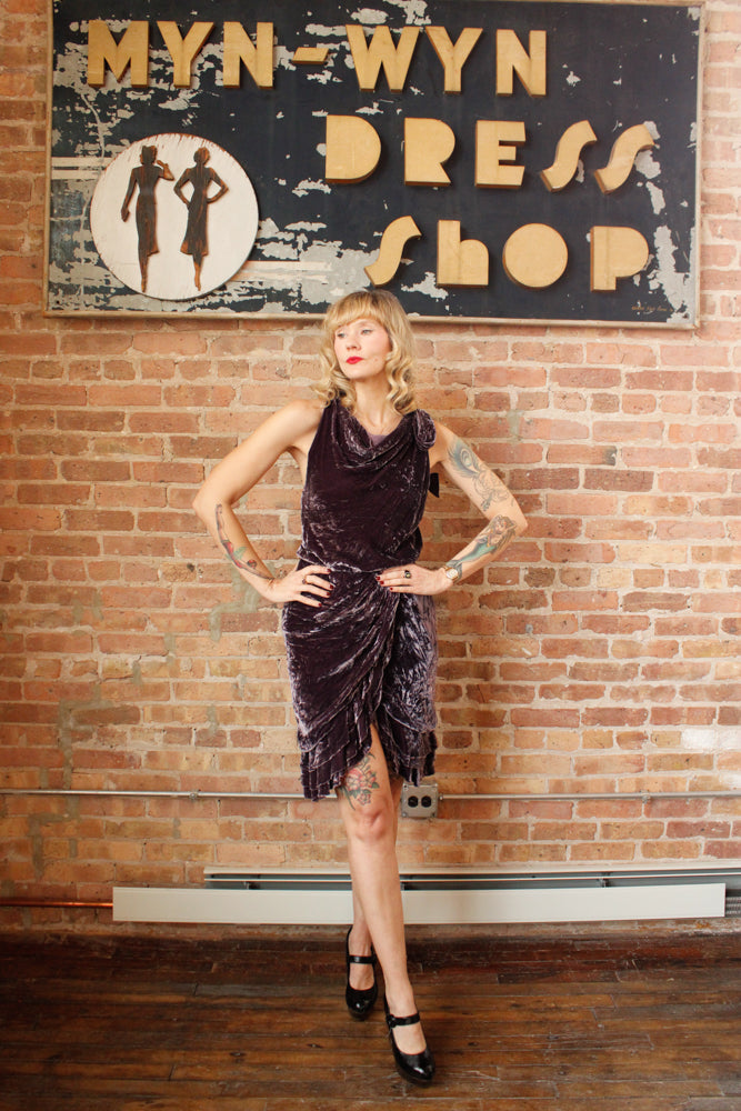 1990s Purple Label Ralph Lauren Velvet Dress - Small