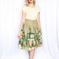 1950s European Village Scenic Border Print Skirt - 26 waist
