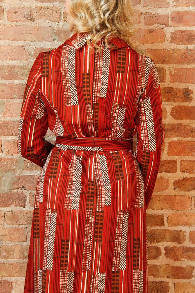 1960s Abstract Print Sheath Dress - M/L