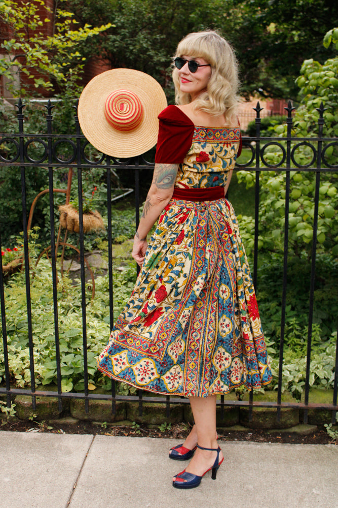 1940s Summer Woven Cartwheel Hat