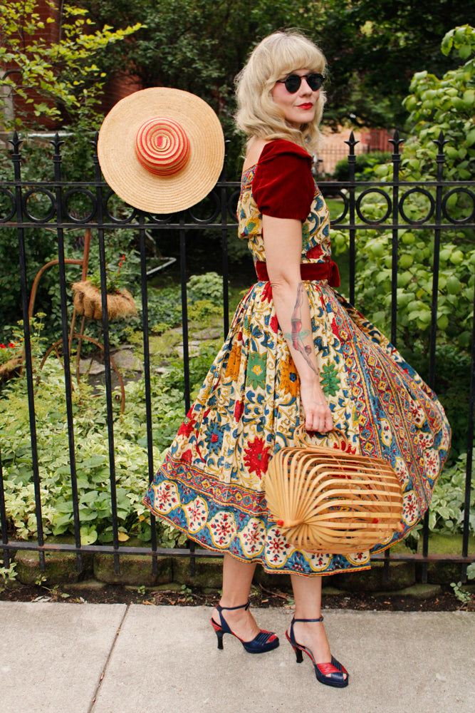 1940s Summer Woven Cartwheel Hat