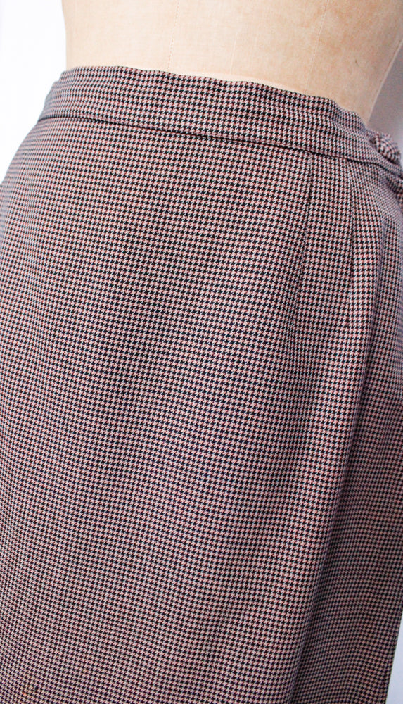 1940s Pink & Navy Houndstooth Gabardine Suit - Medium