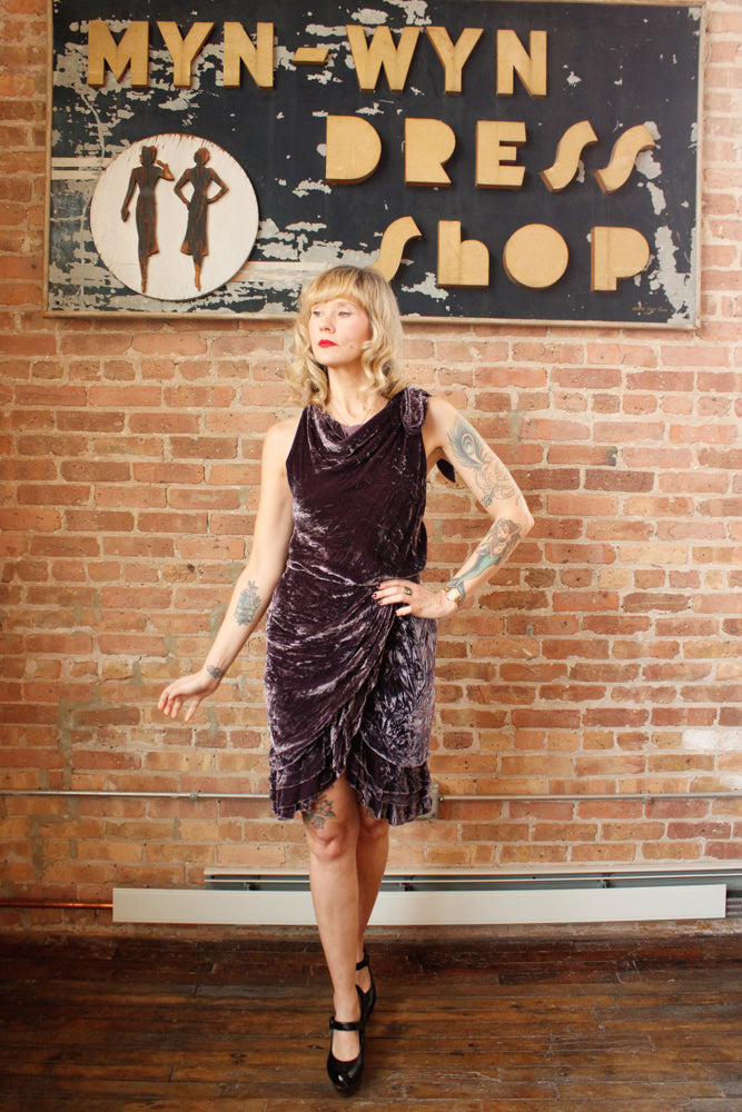 1990s Purple Label Ralph Lauren Velvet Dress - Small