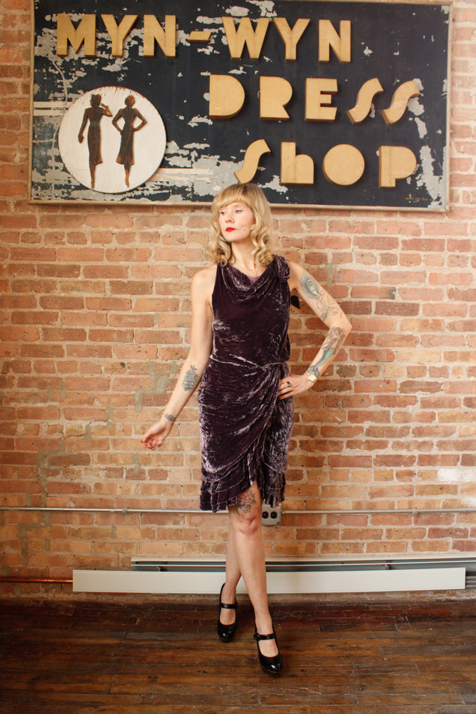 1990s Purple Label Ralph Lauren Velvet Dress - Small