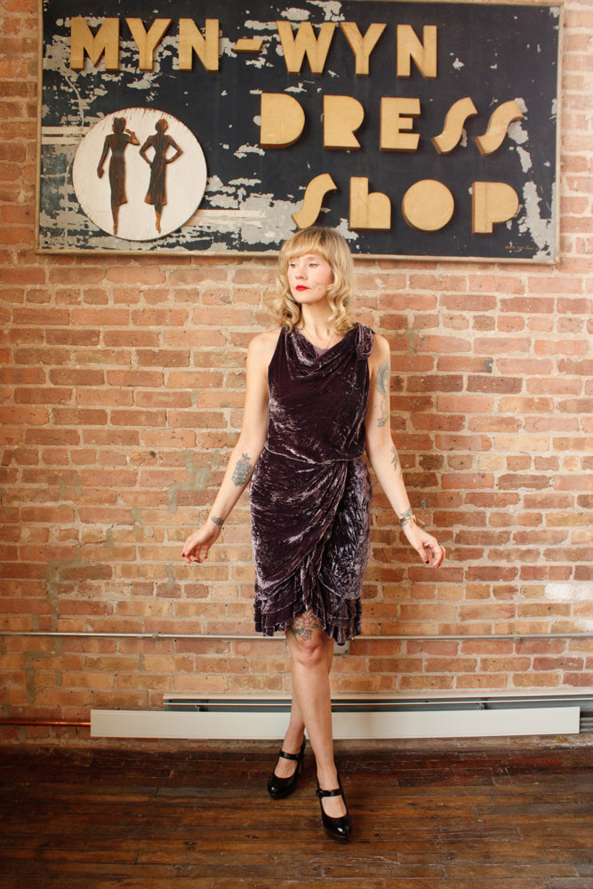 1990s Purple Label Ralph Lauren Velvet Dress - Small