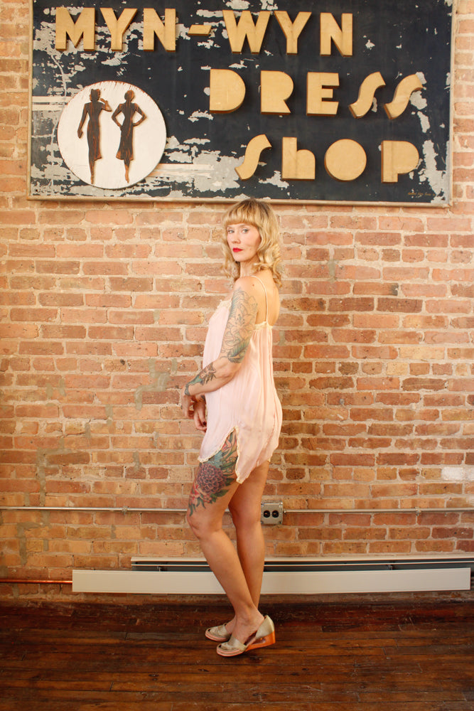 1920s Silk Pink Step In - Medium 