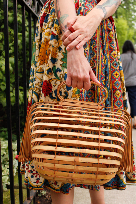1940s Japanese Folding Bamboo Purse