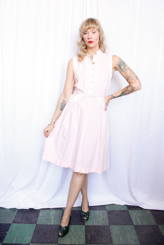 1950s Wentley Pink Cotton Dress - Medium