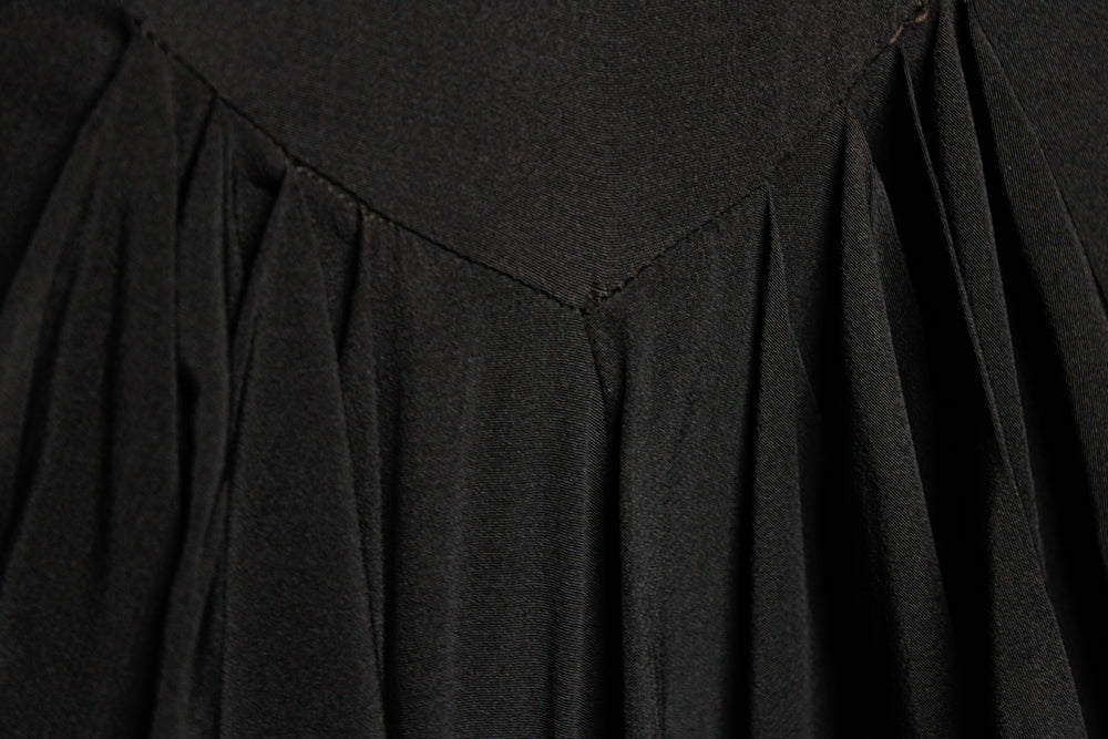 1940s Blade Runner Black Rayon Dress - Medium