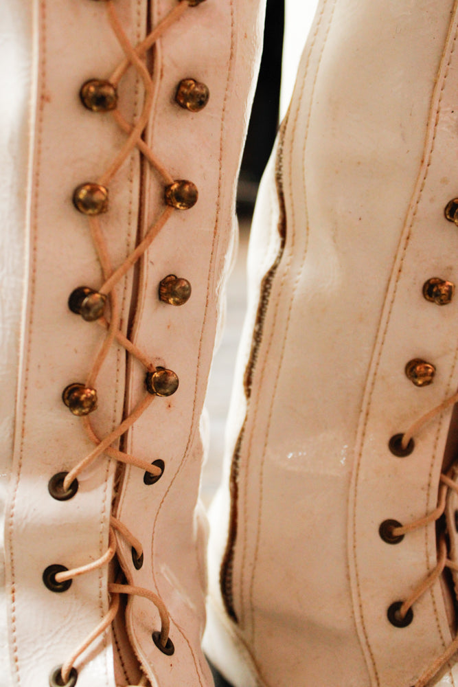 1960s White Vinyl Go-Go Boots - 9