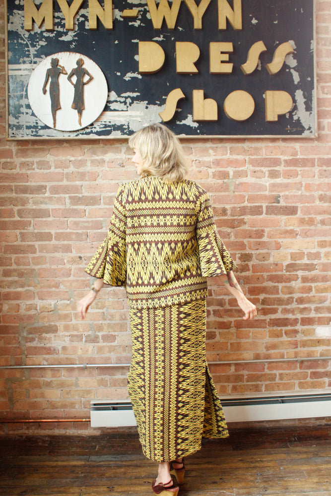 1970s 3pc Guatemalan Embroidered Top + Skirt + Jacket with belt - M/L