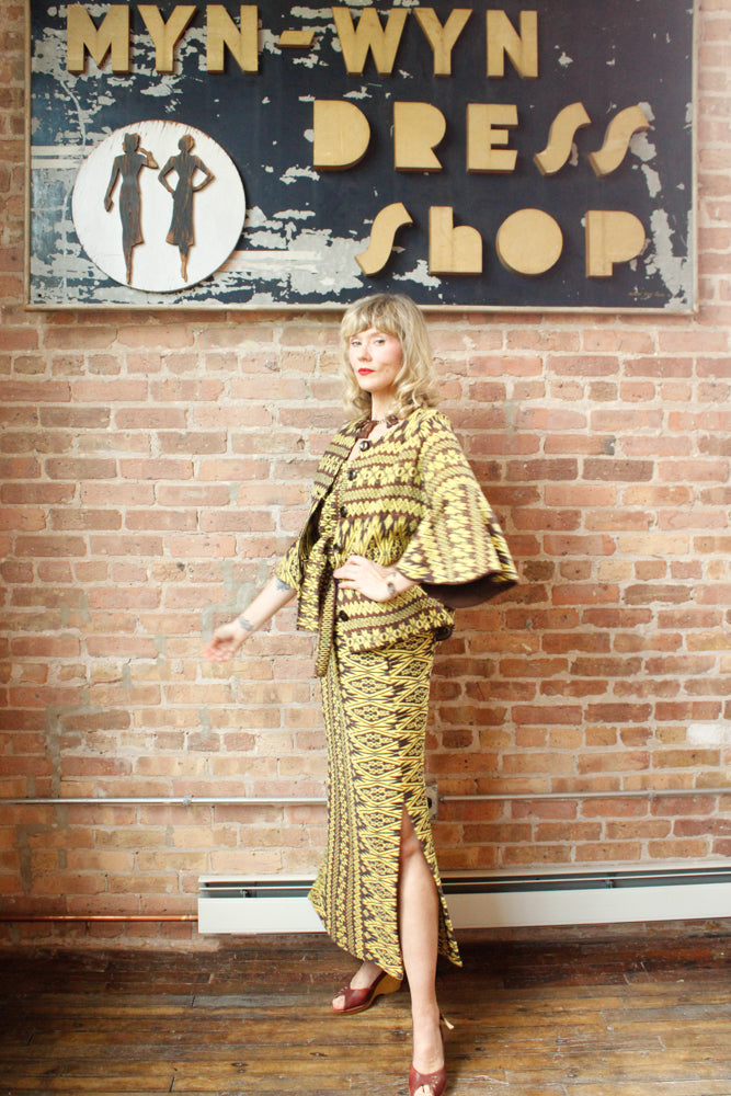 1970s 3pc Guatemalan Embroidered Top + Skirt + Jacket with belt - M/L
