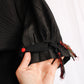 1920s Ada Black Silk Dress with Red Buttons - Medium