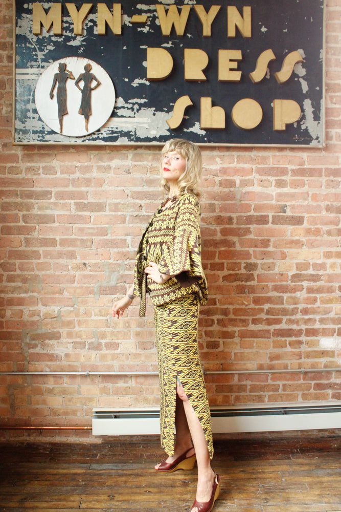 1970s 3pc Guatemalan Embroidered Top + Skirt + Jacket with belt - M/L