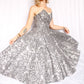 1950s Silver Leaf Fred Perlberg Strapless Party Dress with Shawl - Small