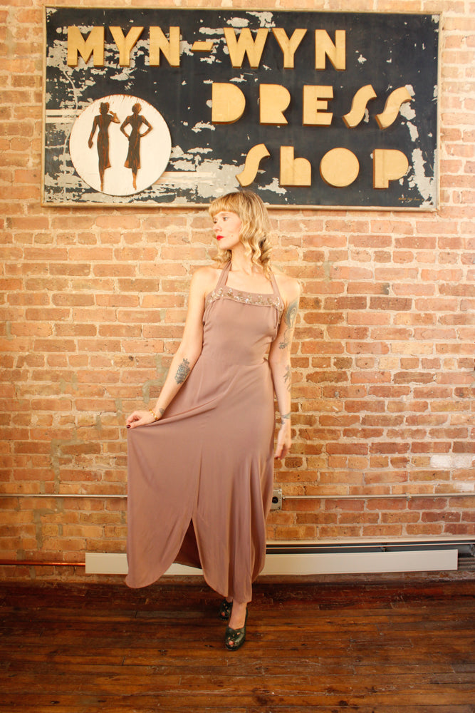 1940s Twilight Serenade Rayon Gown - S/M