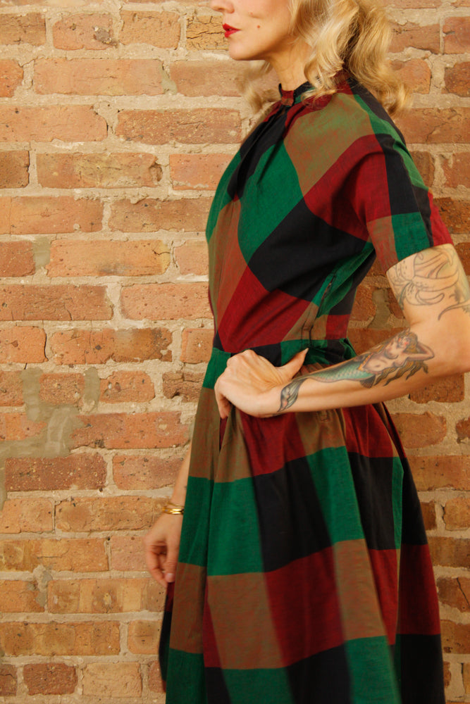 1950s Vicky Vaughn Colorful Plaid Dress - Medium