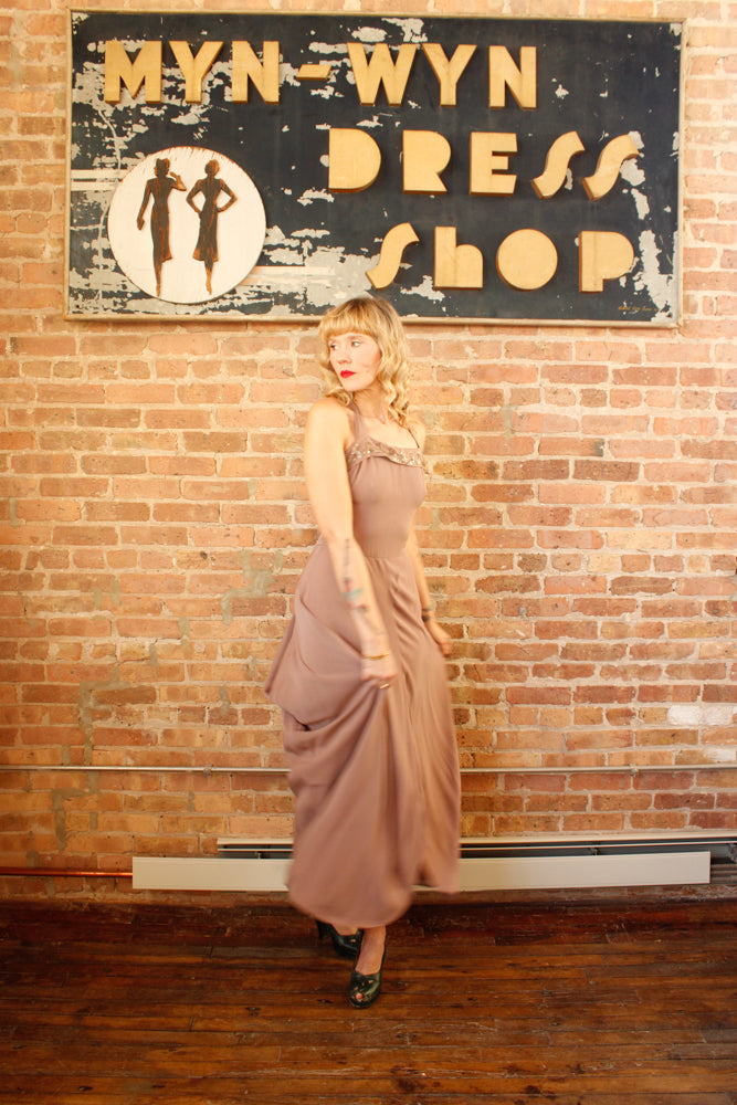 1940s Twilight Serenade Rayon Gown - S/M