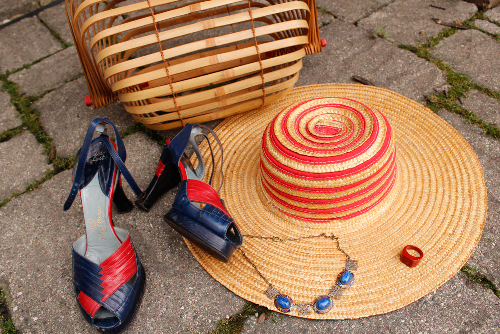 1940s Summer Woven Cartwheel Hat