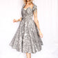 1950s Silver Leaf Fred Perlberg Strapless Party Dress with Shawl - Small