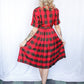 1950s Buffalo Plaid Silk Dress - Medium