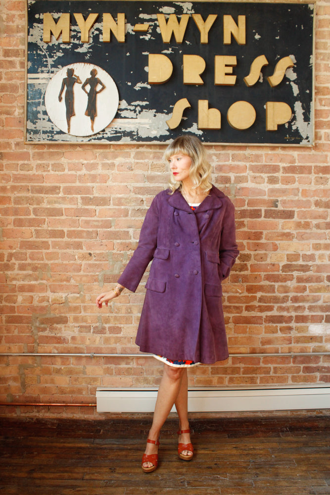 1960s Purple Suede Mr. Mort Coat - Medium