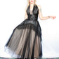 1950s Silk Satin & Tulle Marshall Fields Co Halter Gown - Small 