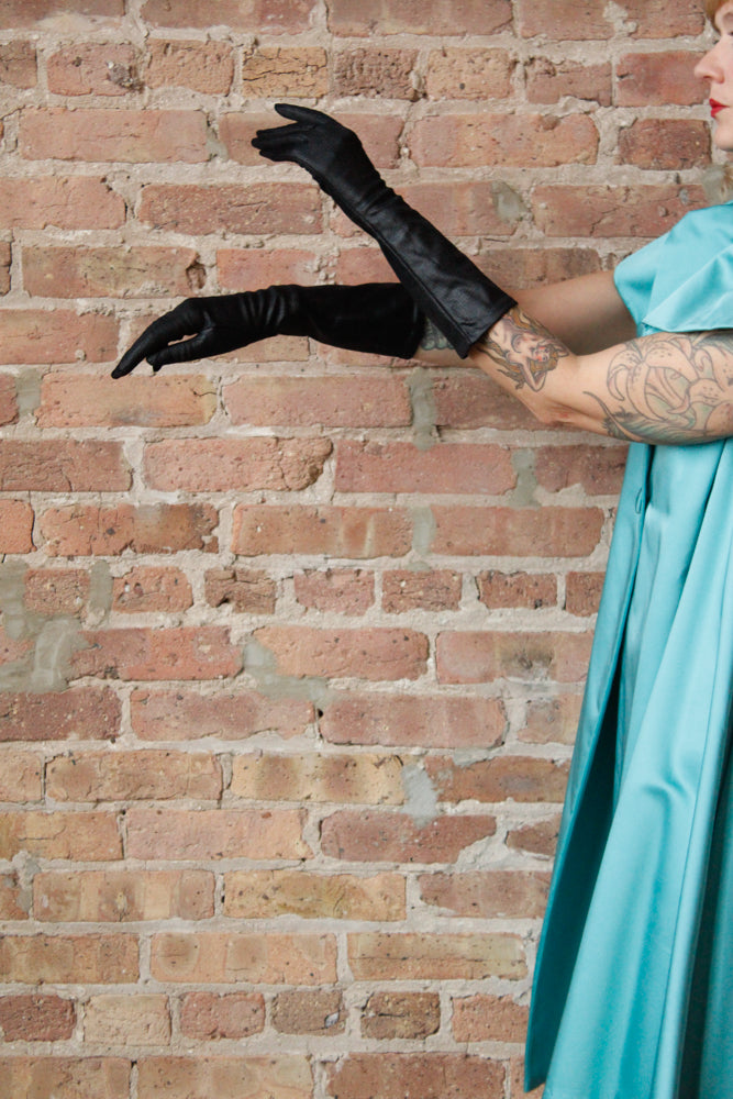 1960s Nylon Faux Snakeskin Pattern Evening Gloves