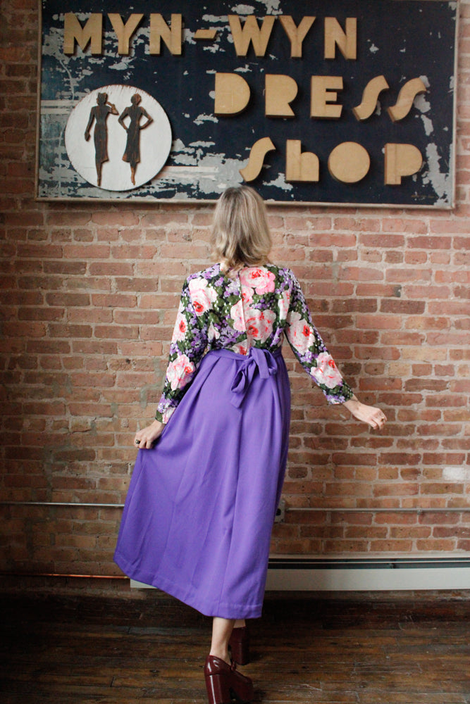 1960s Metallic Floral Maxi Gown - Large 