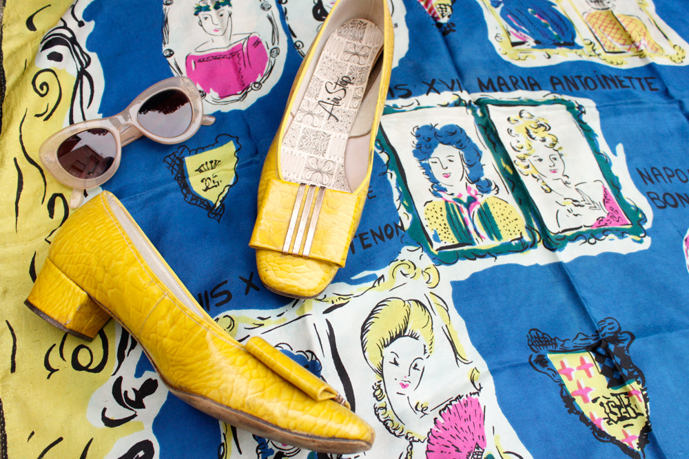 1960s Yellow Patent Leather Heels - 8.5 M