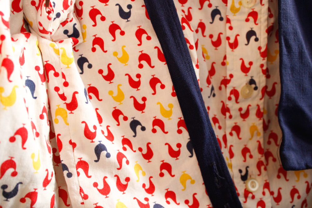 1940s 3pc Juniors Pinafore Set with Chicken Novelty Print Blouse & Bolero - Xsmall