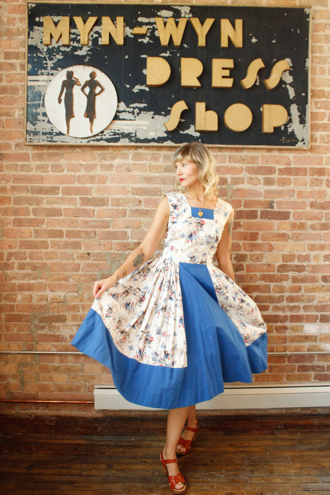 1950s Firecracker Cotton Day Dress - S/M