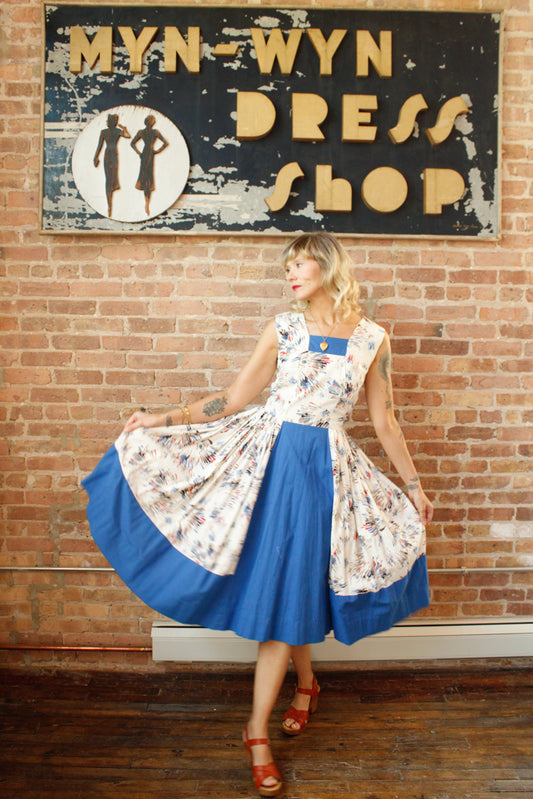 1950s Firecracker Cotton Day Dress - S/M