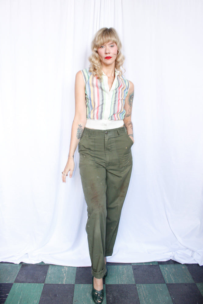 1970s Army Cotton Twill Pants - 32 waist