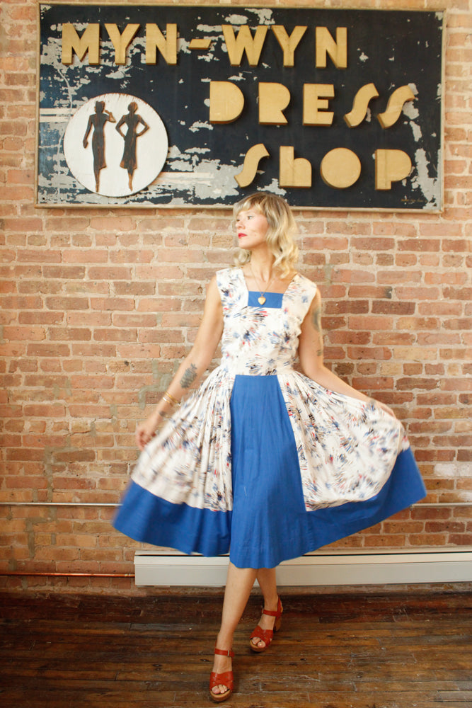 1950s Firecracker Cotton Day Dress - S/M