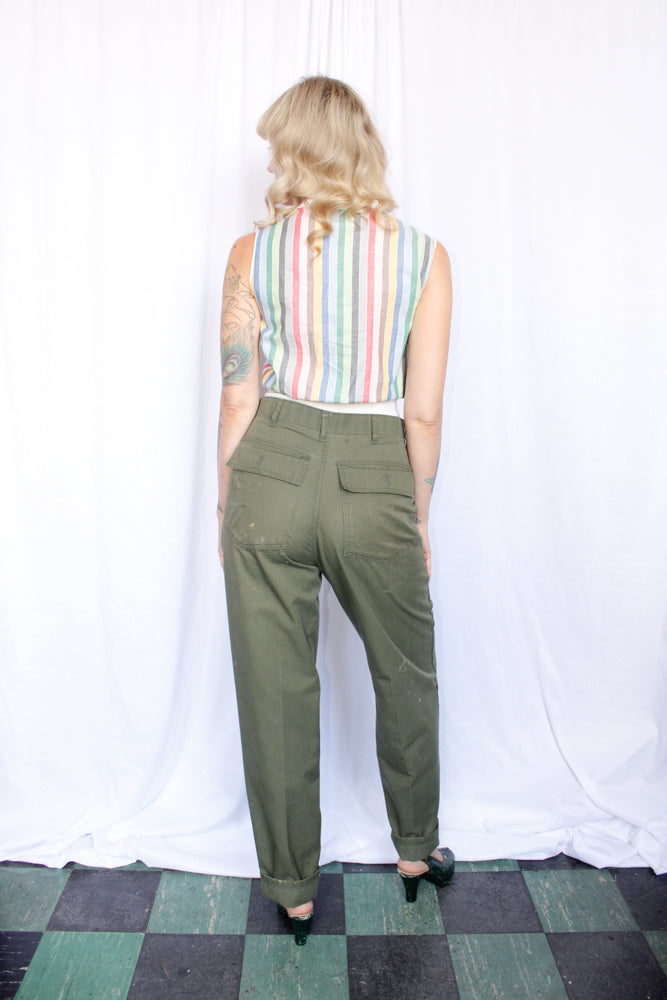 1970s Army Cotton Twill Pants - 32 waist