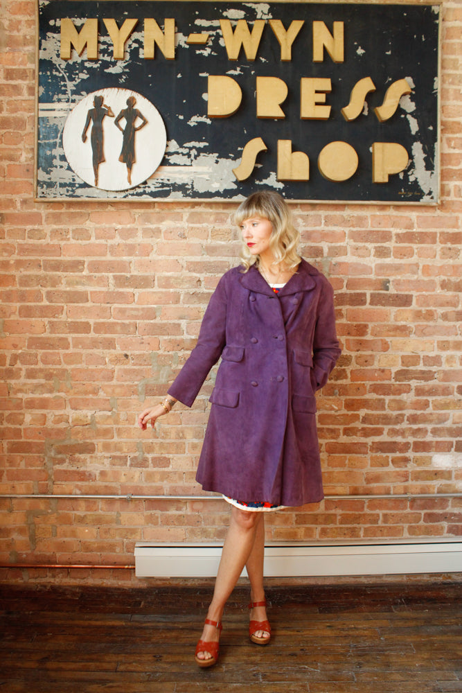 1960s Purple Suede Mr. Mort Coat - Medium