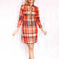 1960s Red & Black Houndstooth Collared Dress - Small