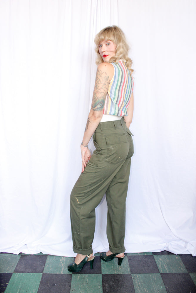 1970s Army Cotton Twill Pants - 32 waist