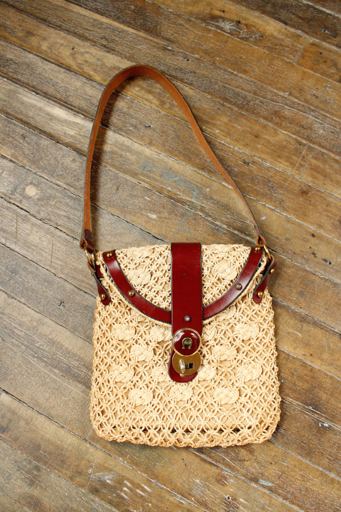 1970s Eitenne Aigner Woven & Leather Bag
