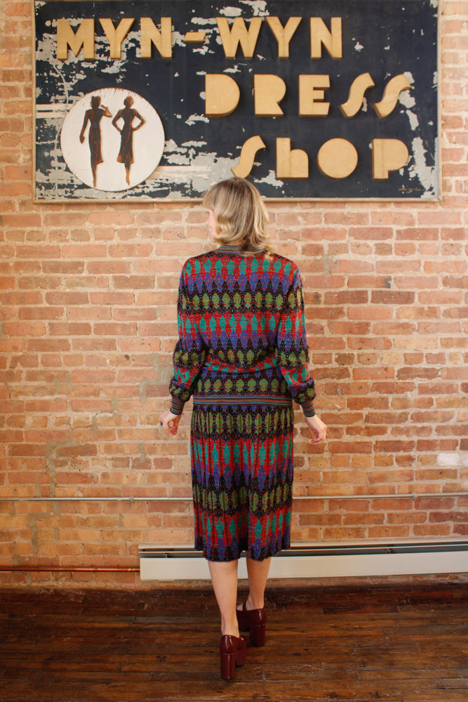 1990s Missoni Knit 2pc Set Sweater + Skirt - Large