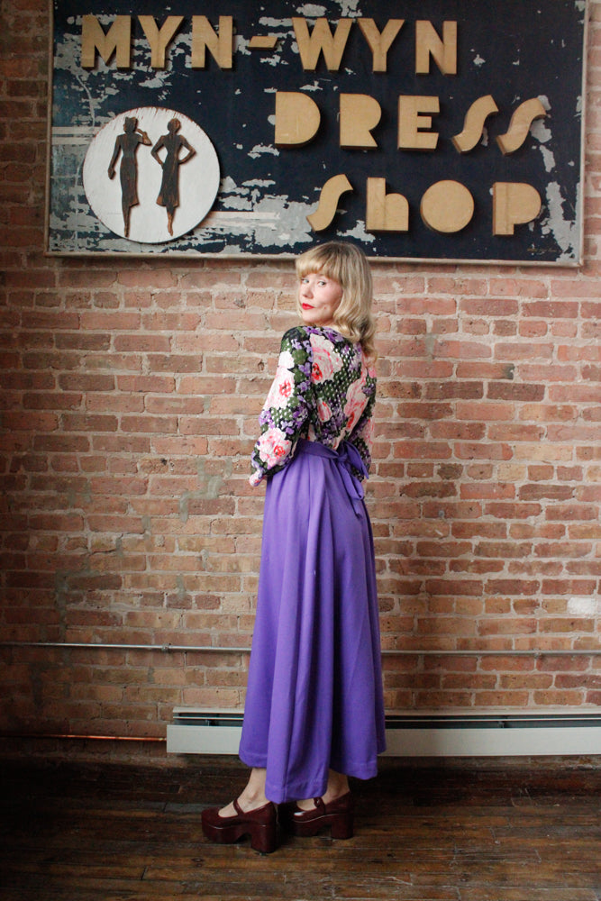 1960s Metallic Floral Maxi Gown - Large 