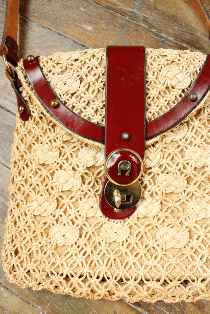 1970s Eitenne Aigner Woven & Leather Bag