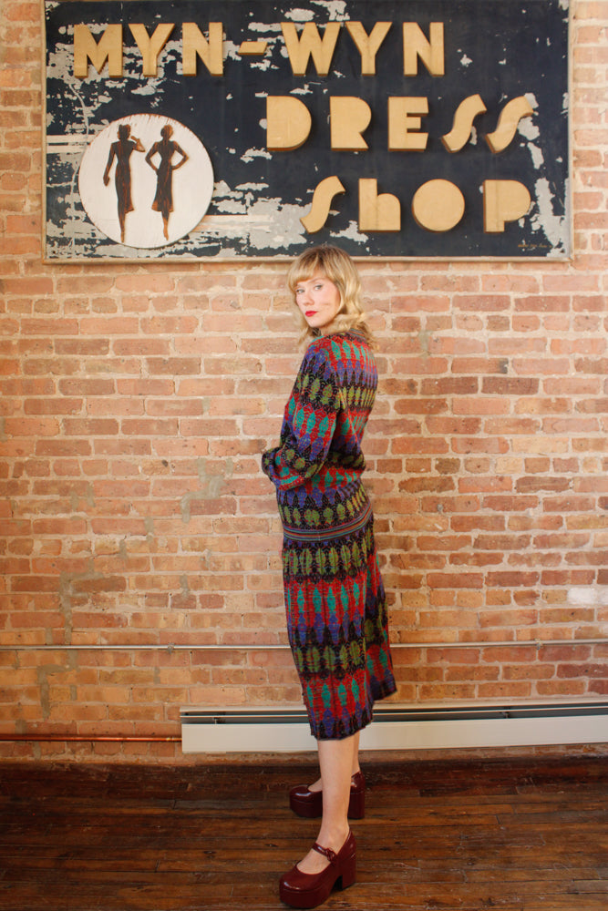 1990s Missoni Knit 2pc Set Sweater + Skirt - Large