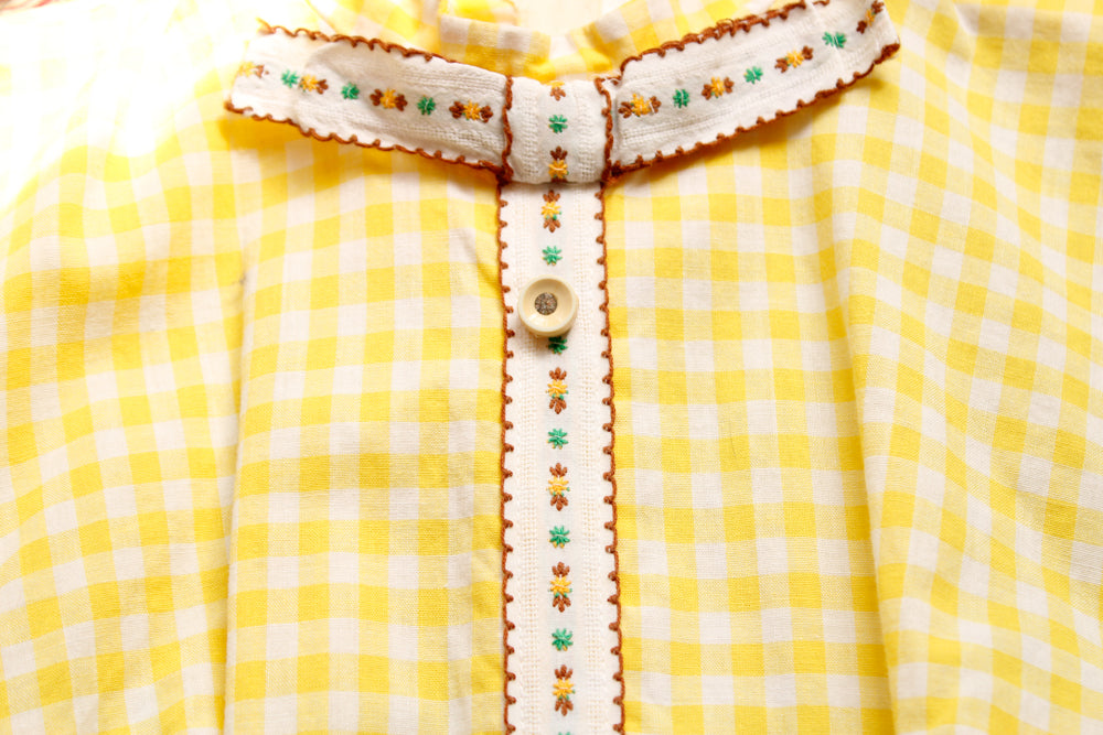 Yellow fashion gingham school dress