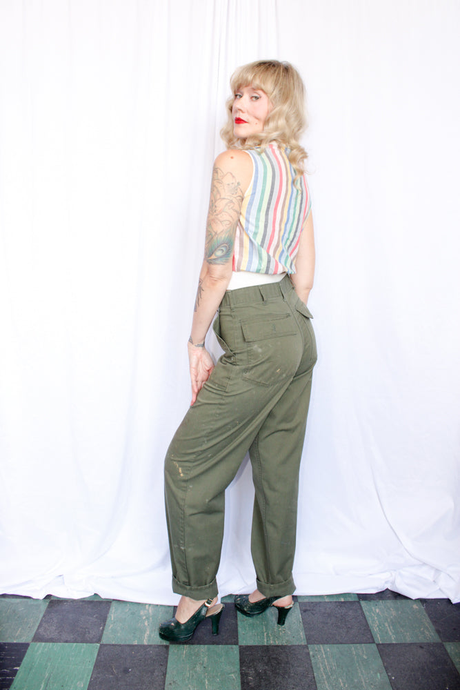 1970s Army Cotton Twill Pants - 32 waist