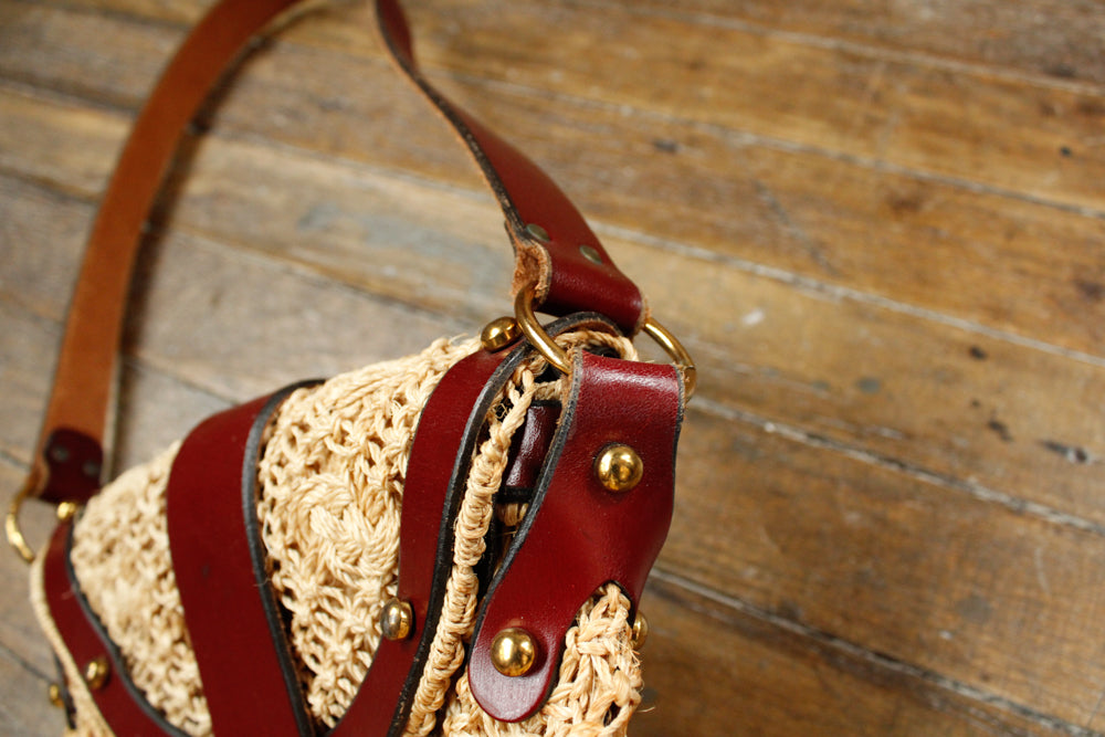 1970s Eitenne Aigner Woven & Leather Bag