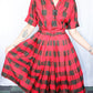 1950s Buffalo Plaid Silk Dress - Medium