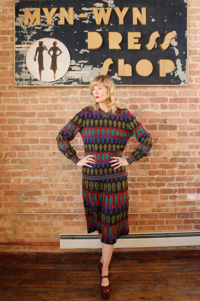 1990s Missoni Knit 2pc Set Sweater + Skirt - Large