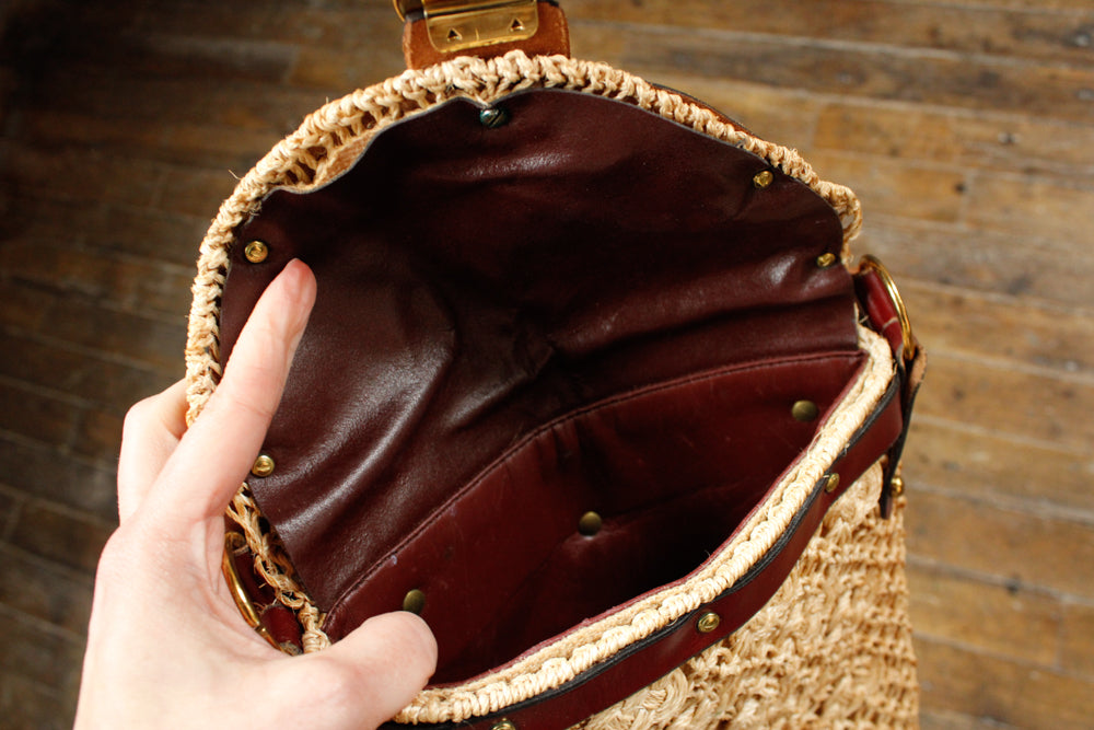 1970s Eitenne Aigner Woven & Leather Bag